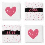 4'lü Sevgililer Günü Konseptli Özel Tasarım Modern Kombin Fermuarlı Sandalye Minderi Seti Realhomes