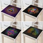 4'lü Uzak Doğu Yoga Tasarımlı Renkli Fermuarlı Sandalye Minderi Seti Realhomes