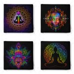 4'lü Uzak Doğu Yoga Tasarımlı Renkli Fermuarlı Sandalye Minderi Seti Realhomes