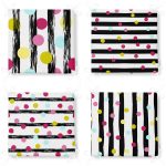 - RealHomes Fermuarlı Sandalye Minderi - Realhomes  4'lü Renkli Puantiye Motifli Dijital Baskılı Modern Fermuarlı Sandalye Minderi Seti Realhomes