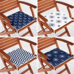 4'lü Çapa ve Pusula Tasarımlı Dijital Baskılı Fermuarlı Sandalye Minderi Seti Realhomes