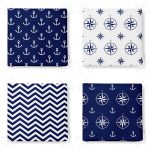 4'lü Çapa ve Pusula Tasarımlı Dijital Baskılı Fermuarlı Sandalye Minderi Seti Realhomes