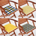 - RealHomes Fermuarlı Sandalye Minderi - Realhomes  4'lü Sarı Lacivert Zigzag Desenli Özel Tasarımlı Yastık Fermuarlı Sandalye Minderi Seti Realhomes