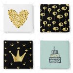 4'lü Altın Varaklı Doğum Günü Konseptli Dekoratif Fermuarlı Sandalye Minderi Seti Realhomes