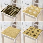 4'lü Özel Gold Tasarımlı Dijital Baskılı Modern Fermuarlı Sandalye Minderi Seti Realhomes