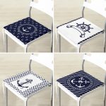 - RealHomes Fermuarlı Sandalye Minderi - Realhomes 4'lü Lacivert Beyaz Çapa Tasarımlı Dekoratig Fermuarlı Sandalye Minderi Seti Realhomes