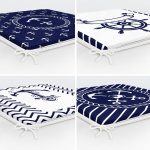 - RealHomes Fermuarlı Sandalye Minderi - Realhomes 4'lü Lacivert Beyaz Çapa Tasarımlı Dekoratig Fermuarlı Sandalye Minderi Seti Realhomes