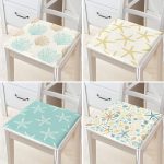 4'lü Deniz Yıldızı Motifli Dijital Baskılı Modern Fermuarlı Sandalye Minderi Seti Realhomes