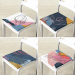 4'lü Renkli Bohem Yaprak Çizimli Özel Tasarım Fermuarlı Sandalye Minderi Seti Realhomes