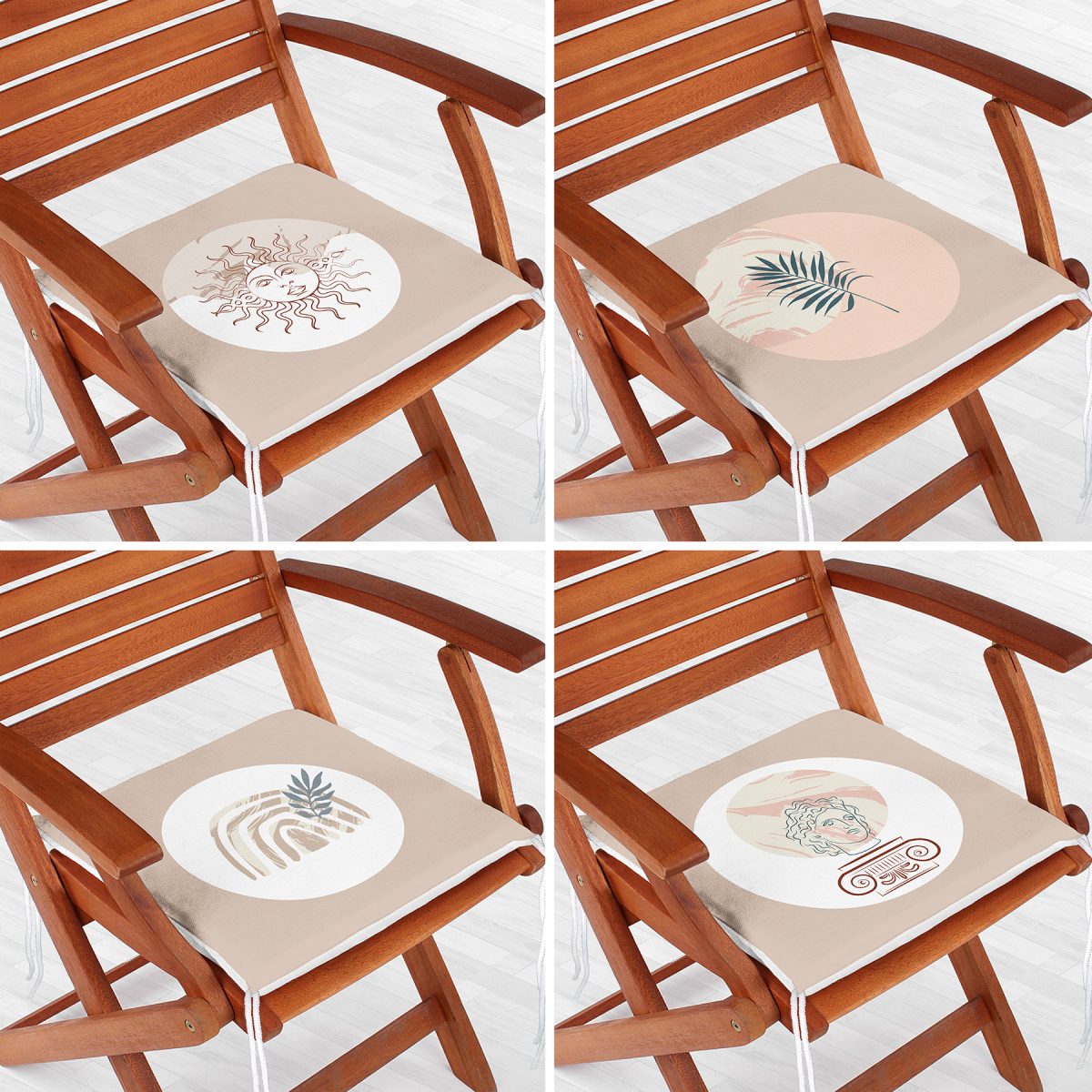 4'lü Bohem Tasarımlı Dijital Baskılı Fermuarlı Sandalye Minderi Seti Realhomes