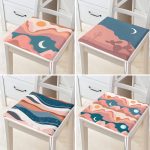 - RealHomes Fermuarlı Sandalye Minderi - Realhomes  4'lü Dağ ve Ay Tasarımlı Dijital Baskılı Fermuarlı Sandalye Minderi Seti Realhomes