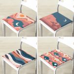 - RealHomes Fermuarlı Sandalye Minderi - Realhomes  4'lü Dağ ve Ay Tasarımlı Dijital Baskılı Fermuarlı Sandalye Minderi Seti Realhomes