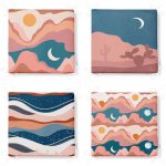 - RealHomes Fermuarlı Sandalye Minderi - Realhomes  4'lü Dağ ve Ay Tasarımlı Dijital Baskılı Fermuarlı Sandalye Minderi Seti Realhomes