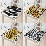 4'lü Zebra Motifli Özel Tasarım Fermuarlı Sandalye Minderi Seti Realhomes