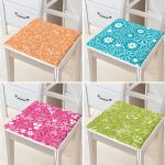 - RealHomes Fermuarlı Sandalye Minderi - Realhomes  4'lü Renkli Zeminde Beyaz Çiçek Motifli Fermuarlı Sandalye Minderi Seti Realhomes