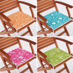 - RealHomes Fermuarlı Sandalye Minderi - Realhomes  4'lü Renkli Zeminde Beyaz Çiçek Motifli Fermuarlı Sandalye Minderi Seti Realhomes