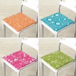 - RealHomes Fermuarlı Sandalye Minderi - Realhomes  4'lü Renkli Zeminde Beyaz Çiçek Motifli Fermuarlı Sandalye Minderi Seti Realhomes