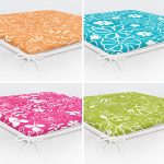 - RealHomes Fermuarlı Sandalye Minderi - Realhomes  4'lü Renkli Zeminde Beyaz Çiçek Motifli Fermuarlı Sandalye Minderi Seti Realhomes