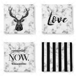 - RealHomes Fermuarlı Sandalye Minderi - Realhomes 4'lü Mermer Zemin Tasarımlı Dijital Baskılı Fermuarlı Sandalye Minderi Seti Realhomes