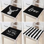 4'lü Siyah Zeminde Mermer Tasarımlı Fermuarlı Sandalye Minderi Seti Realhomes