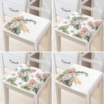 4'lü Kurumuş Tropik Yaprak Tasarımlı Dijital Baskılı Modern Fermuarlı Sandalye Minderi Seti Realhomes