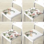 4'lü Kurumuş Tropik Yaprak Tasarımlı Dijital Baskılı Modern Fermuarlı Sandalye Minderi Seti Realhomes