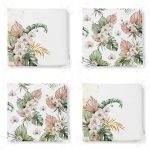 4'lü Kurumuş Tropik Yaprak Tasarımlı Dijital Baskılı Modern Fermuarlı Sandalye Minderi Seti Realhomes