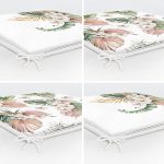 4'lü Kurumuş Tropik Yaprak Tasarımlı Dijital Baskılı Modern Fermuarlı Sandalye Minderi Seti Realhomes