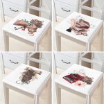 - RealHomes Fermuarlı Sandalye Minderi - Realhomes  4'lü Beyaz Zemin Özel Tasarımlı Dijital Baskılı Modern Fermuarlı Sandalye Minderi Seti Realhomes