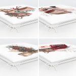 - RealHomes Fermuarlı Sandalye Minderi - Realhomes  4'lü Beyaz Zemin Özel Tasarımlı Dijital Baskılı Modern Fermuarlı Sandalye Minderi Seti Realhomes