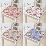 4'lü Pastel Zemin Kurumuş Çiçek Çizimli Dijital Baskılı Modern Fermuarlı Sandalye Minderi Seti Realhomes