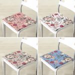 4'lü Pastel Zemin Kurumuş Çiçek Çizimli Dijital Baskılı Modern Fermuarlı Sandalye Minderi Seti Realhomes