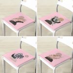 - RealHomes Fermuarlı Sandalye Minderi - Realhomes 4'lü Pembe Zemin Üzeinde Gümüş Ve Gold Yaprak Tasarımlı Modern Fermuarlı Sandalye Minderi Seti Realhomes