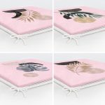 - RealHomes Fermuarlı Sandalye Minderi - Realhomes 4'lü Pembe Zemin Üzeinde Gümüş Ve Gold Yaprak Tasarımlı Modern Fermuarlı Sandalye Minderi Seti Realhomes