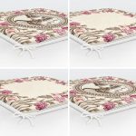 4'lü Krem Zemin Etnik Çizimli Dijital Baskılı Modern Fermuarlı Sandalye Minderi Seti Realhomes