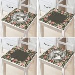 - RealHomes Fermuarlı Sandalye Minderi - Realhomes  4'lü Etnik Çiçek Özel Tasarımlı Dijital Baskılı Modern Fermuarlı Sandalye Minderi Seti Realhomes