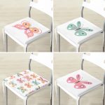 4'lü Renkli Kelebekler Özel Tasarım Dijital Baskılı Modern Fermuarlı Sandalye Minderi Seti Realhomes