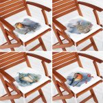 4'lü Beyaz Zemin Suluboya Üzerinde Hayvan Tasarımlı Dijital Baskılı Modern Fermuarlı Sandalye Minderi Seti Realhomes