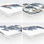 4'lü Özel Tasarım Geyikler & Çam Ağacı Motifli Dijital Baskılı Modern Fermuarlı Sandalye Minderi Seti Realhomes