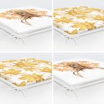 - RealHomes Fermuarlı Sandalye Minderi - Realhomes 4'lü Kurumuş Sonbahar Yaprakları & Geyik Tasarımlı Dijital Baskılı Modern Fermuarlı Sandalye Minderi Seti Realhomes