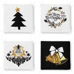 - RealHomes Fermuarlı Sandalye Minderi - Realhomes 4'lü Siyah Beyaz Gold Detaylı Mery Christmas Temalı Dijital Baskılı Modern Fermuarlı Sandalye Minderi Seti Realhomes