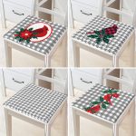 4'lü Gri Ekose Zeminli Kuş Tasarımlı Dijital Baskılı Modern Fermuarlı Sandalye Minderi Seti Realhomes