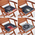 - RealHomes Fermuarlı Sandalye Minderi - Realhomes 4'lü Lacivert Renkli Happy New Year Temalı Dijital Baskılı Modern Fermuarlı Sandalye Minderi Seti Realhomes