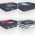 - RealHomes Fermuarlı Sandalye Minderi - Realhomes 4'lü Lacivert Renkli Happy New Year Temalı Dijital Baskılı Modern Fermuarlı Sandalye Minderi Seti Realhomes