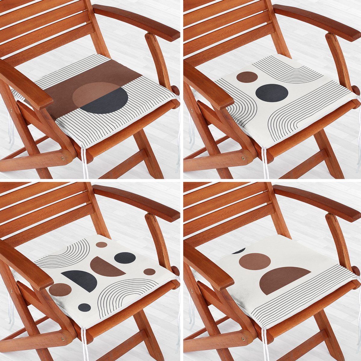 4'lü Özel Tasarım İskandinav Motifli Dijital Baskılı Modern Fermuarlı Sandalye Minderi Seti Realhomes