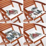 - RealHomes Fermuarlı Sandalye Minderi - Realhomes  4'lü Bağ Evi Özel Tasarım Kış Temalı Dijital Baskılı Modern Fermuarlı Sandalye Minderi Seti Realhomes