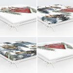 - RealHomes Fermuarlı Sandalye Minderi - Realhomes  4'lü Bağ Evi Özel Tasarım Kış Temalı Dijital Baskılı Modern Fermuarlı Sandalye Minderi Seti Realhomes