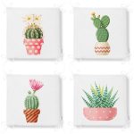 - RealHomes Fermuarlı Sandalye Minderi - Realhomes  4'lü Sevimli Saksılı Kaktüs Tasarımlı Dijital Baskılı Modern Fermuarlı Sandalye Minderi Seti Realhomes