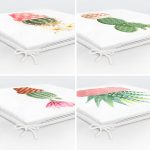 - RealHomes Fermuarlı Sandalye Minderi - Realhomes  4'lü Sevimli Saksılı Kaktüs Tasarımlı Dijital Baskılı Modern Fermuarlı Sandalye Minderi Seti Realhomes