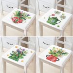 - RealHomes Fermuarlı Sandalye Minderi - Realhomes 4'lü Renkli Sevimli Saksılar İçinde Çiçek Tasarımlı Dijital Baskılı Modern Fermuarlı Sandalye Minderi Seti Realhomes